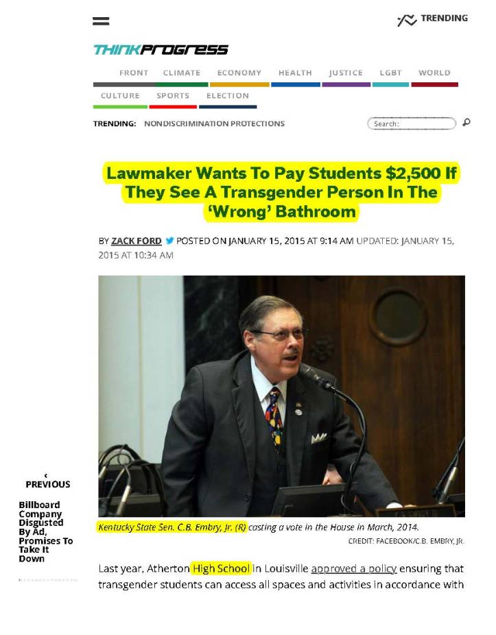 Lawmaker Wants To Pay Students $2,500 If They See A Transgender Person In The 'Wrong' Bathroom | ThinkProgress_Page_1