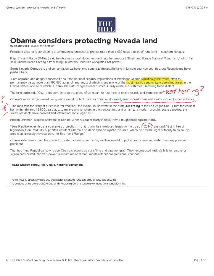 Obama considers protecting Nevada land | TheHill